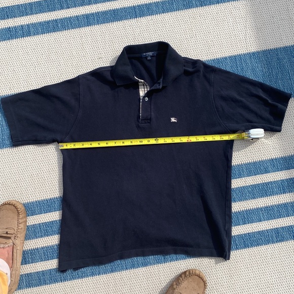 Burberry Navy Polo with White embroidered logo and Nova Check Detail! Size Med! - Picture 3 of 7